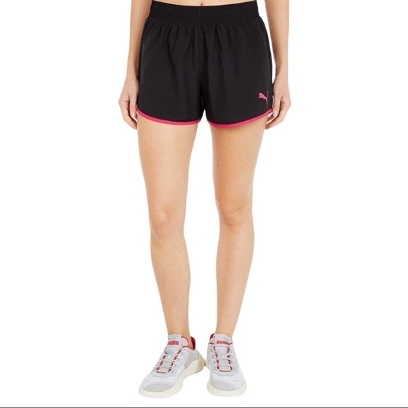 New! Puma Sprint Athletic Training Lined Running Shorts Black Pink - Picture 1 of 9